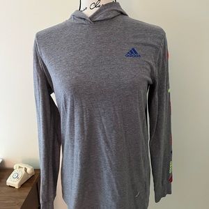 Boys L Adidas Logo LS Hooded Tee Like New